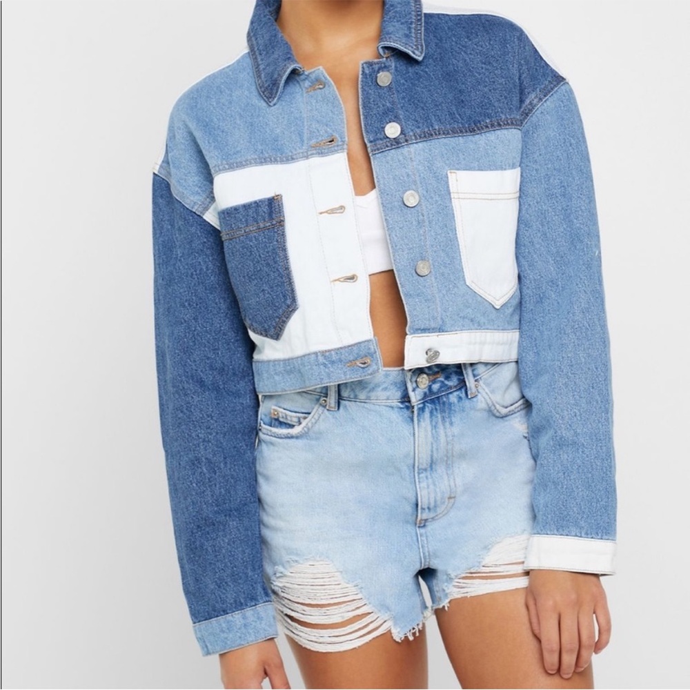 Missguided patchwork jean jacket